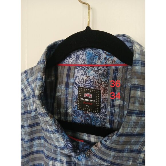 Sloane 044 Reeves Button Up Shirt Mens 5X Blue Cotton Convertible Short Sleeve - Picture 16 of 16